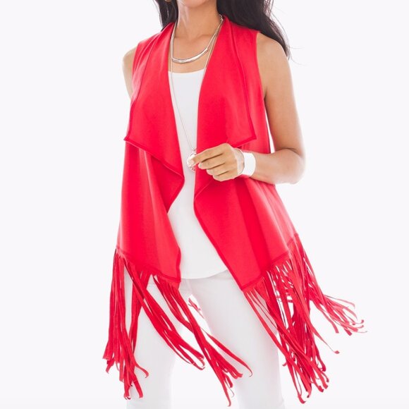 Chico's Zenergy Natasha Fringe Vest SZ M - Picture 1 of 7